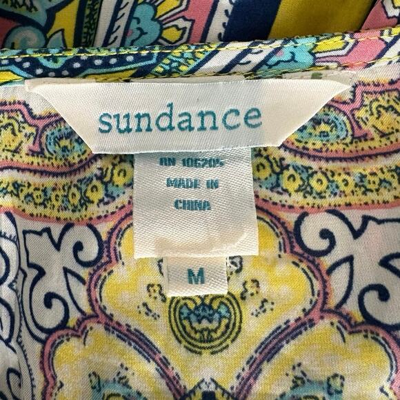 Sundance Boho Paisley Print Midi Dress Multicolor V-Neck Short Sleeve Size M - Picture 5 of 7
